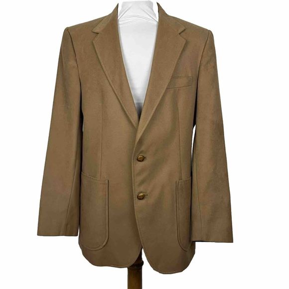 The Gallery By Hagger Vintage Caramel Suede Size 38 Coat Patch Pockets Vented - Picture 1 of 10